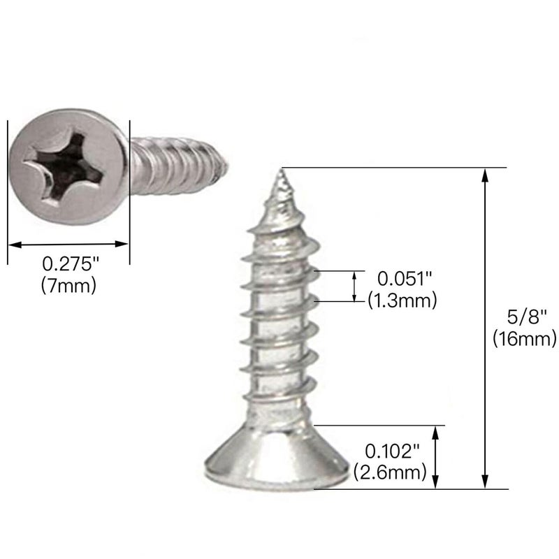 Hulless #6 x 5/8" Wood Screws 304 Stainless Steel Phillips Flat Head Screws Self Tapping Screws 100 Qty. - Image 4